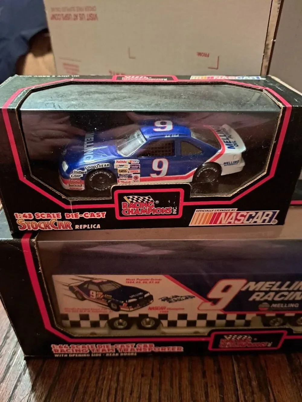 Vintage Racing Champion Bill Elliott Melling Nascar Die Cast Car and Semi Truck